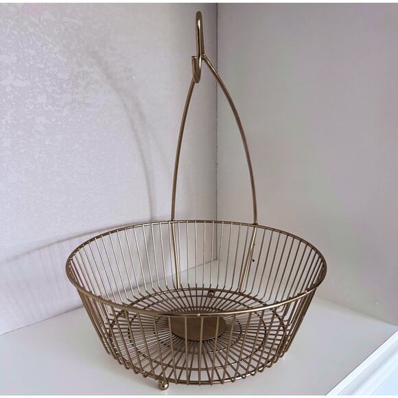 Thresholds Other - Metal Wire Fruit Basket w/ Banana Hanger | Iron Round Fruit Bowl & Banana Stand